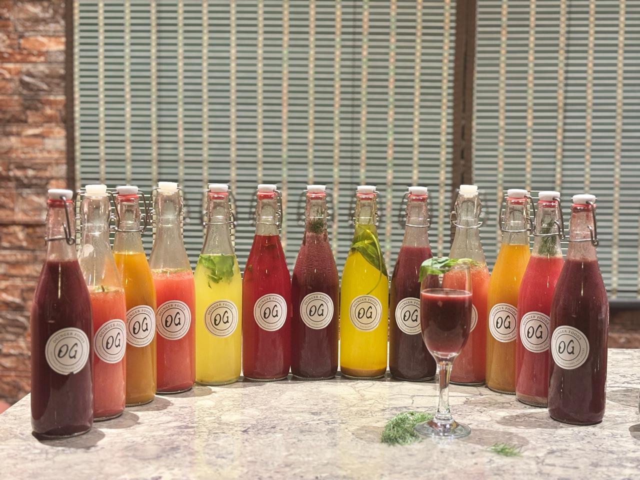 OGinger probiotic ginger bug bottles with fresh fruit