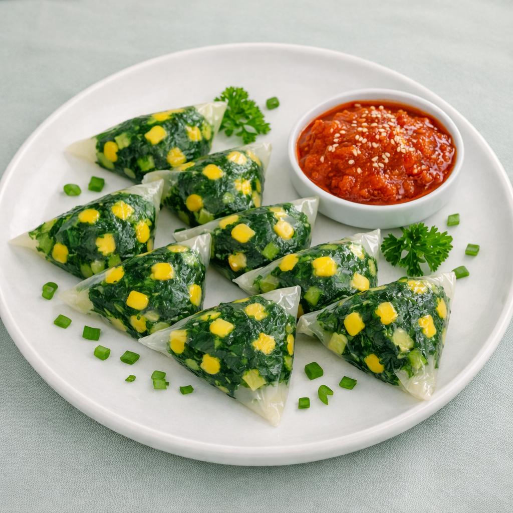 Cheese Corn Spinach Dumplings
